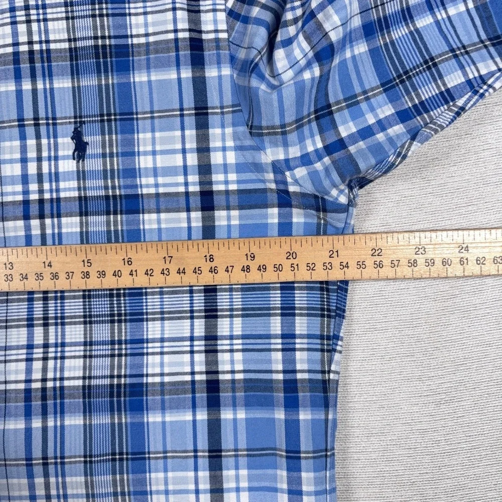 Polo Ralph Lauren Classic Fit Shirt Mens Size S Blue Plaid Cotton Long Sleeve